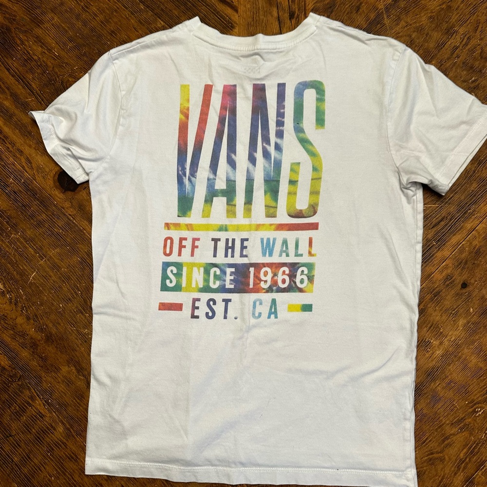 Vans White Tee with Multicolor Logo